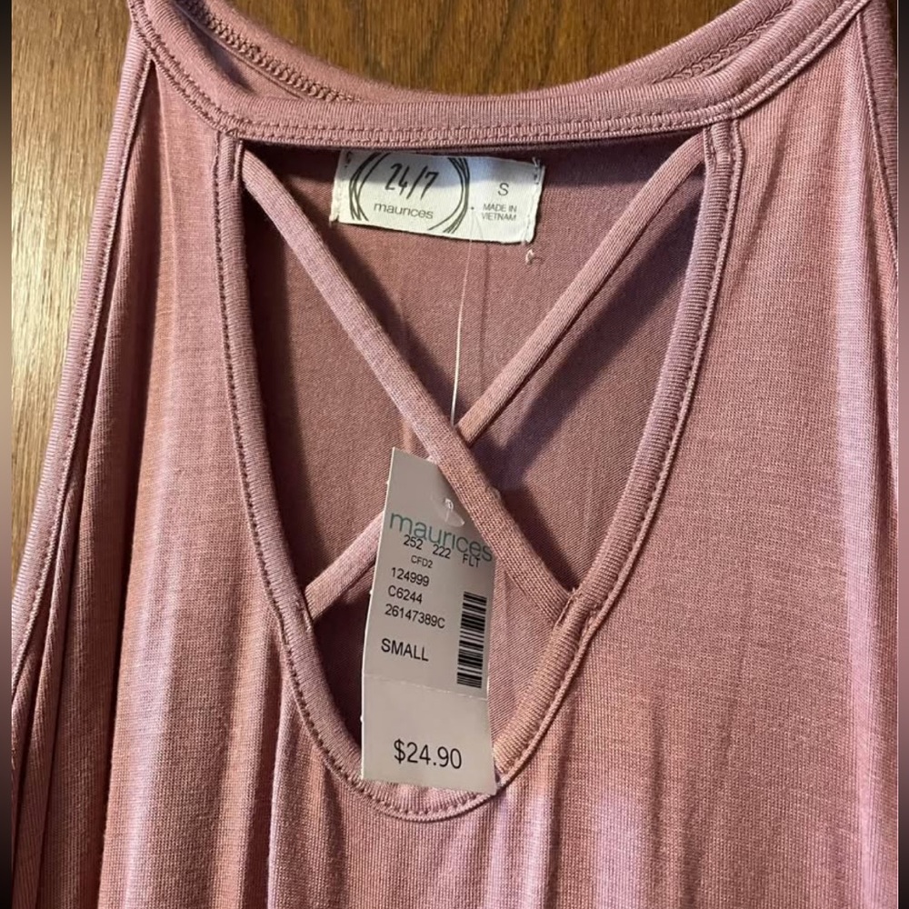 Maurices Dusty Rose Blouse with Crisscross Detail